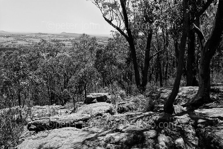 The view north from Ninety Acre Hill lookout in Gibbergunyah Reserve towards Katoomba and the Blue Mountains, NSW, Australia
