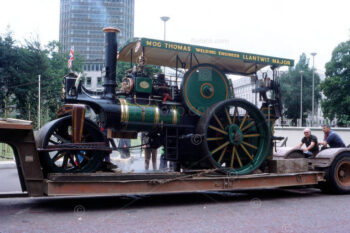 Traction engine. Display of vintage transport vehicles near Cardiff City Hall, Cardiff, South Wales. An event as part of the Queens' Silver Jubilee celebrations. Photo July 1977